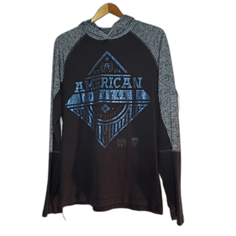 American Fighter Lightweight Hoodie M Black Gray Foil Logo Excellent